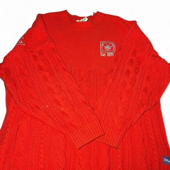Vintage Walt Disney World Red Cable Knit Sweater M - Picture 3 of 8